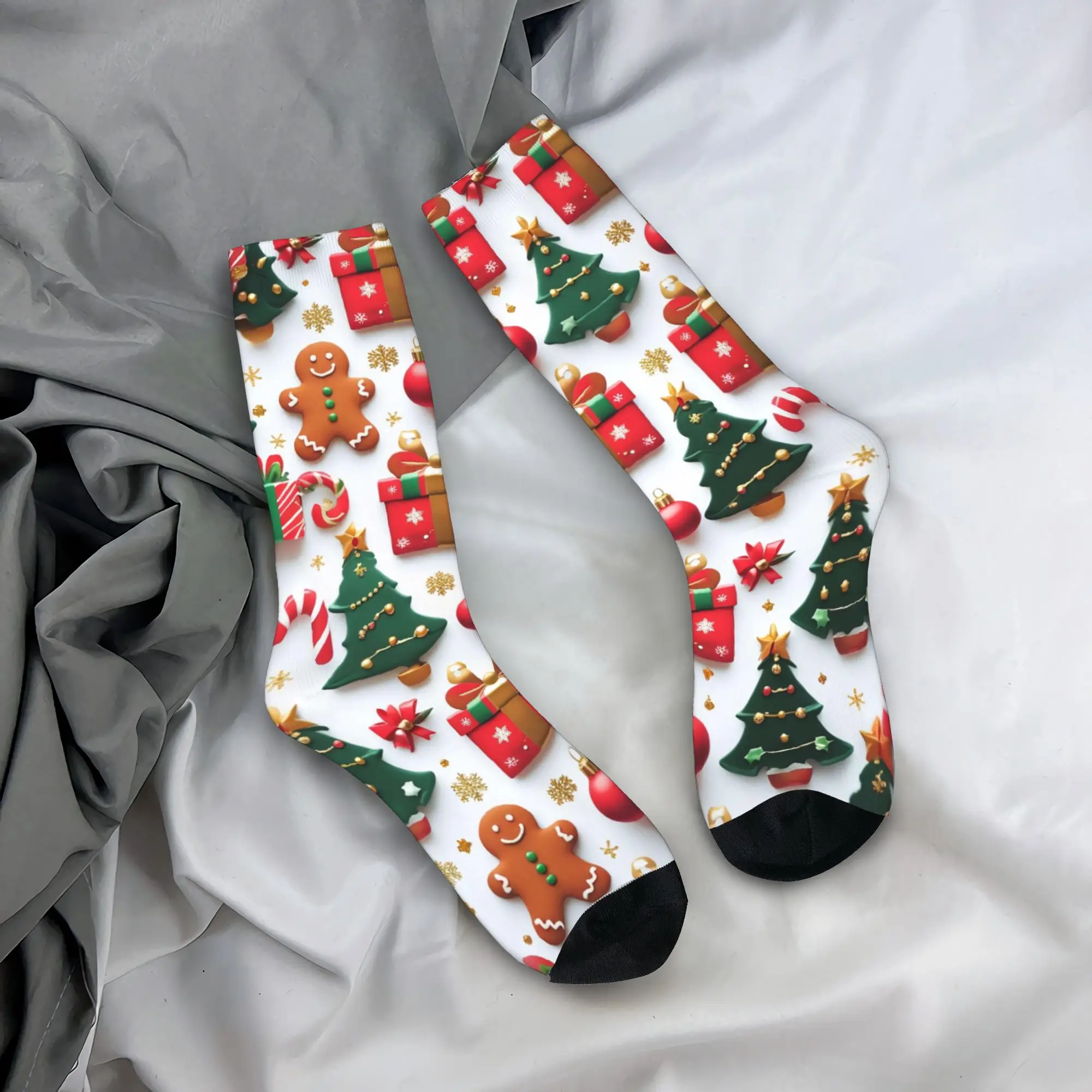 Calzini natalizi in pan di zenzero Calze divertenti Calzini da uomo unisex antiscivolo primaverili Calzini da ciclismo dal design di qualità