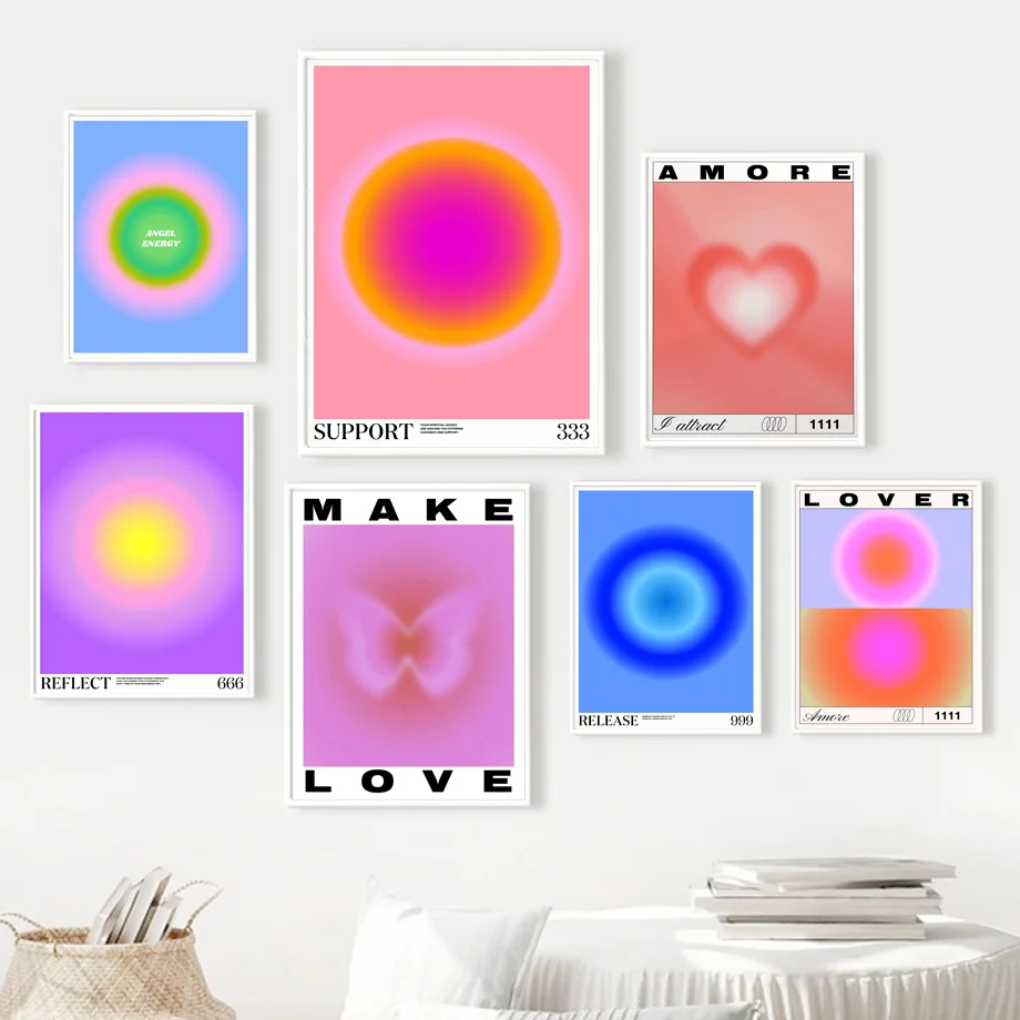 

Abstract Colorful Gradient Aura Angel Energy Wall Art Canvas Painting Posters And Prints Wall Pictures For Living Room Decor