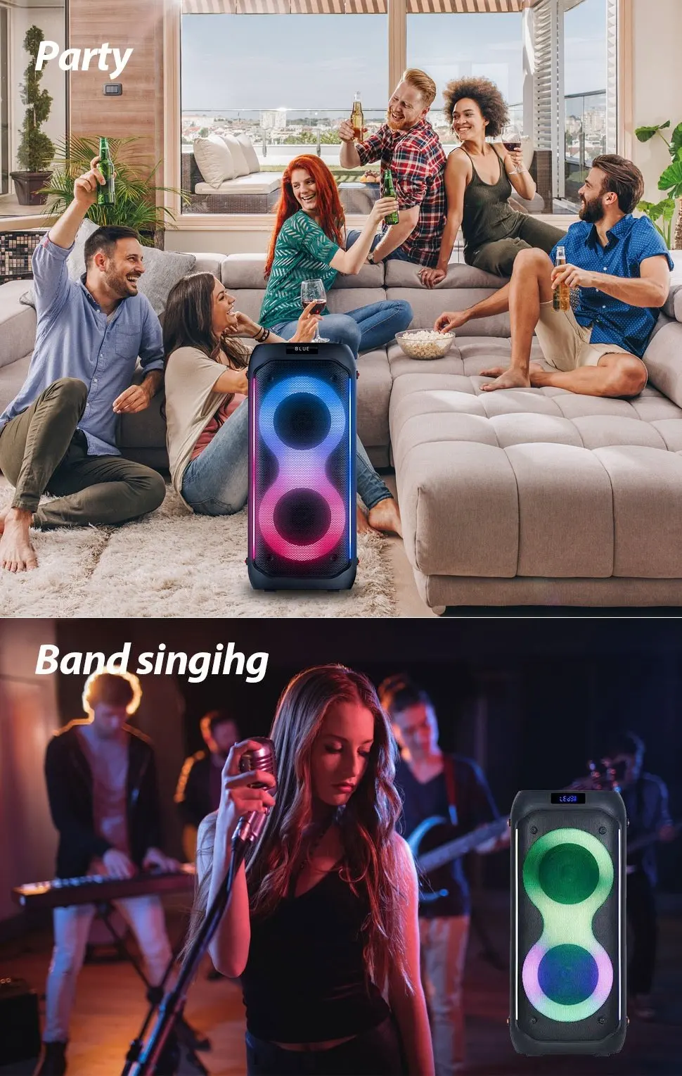 Portable Bluetooth Speaker with Deep Bass and LED Light Show, Bestseller Heavy Sound Audio Box, Outdoor Party Music Speaker