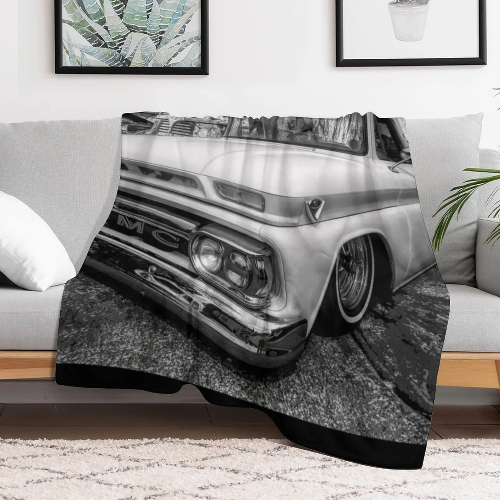 Lowered 1962 GMC Pickup BW Throw Blanket Multi-Purpose Sofa Soft Beds Loose Blankets