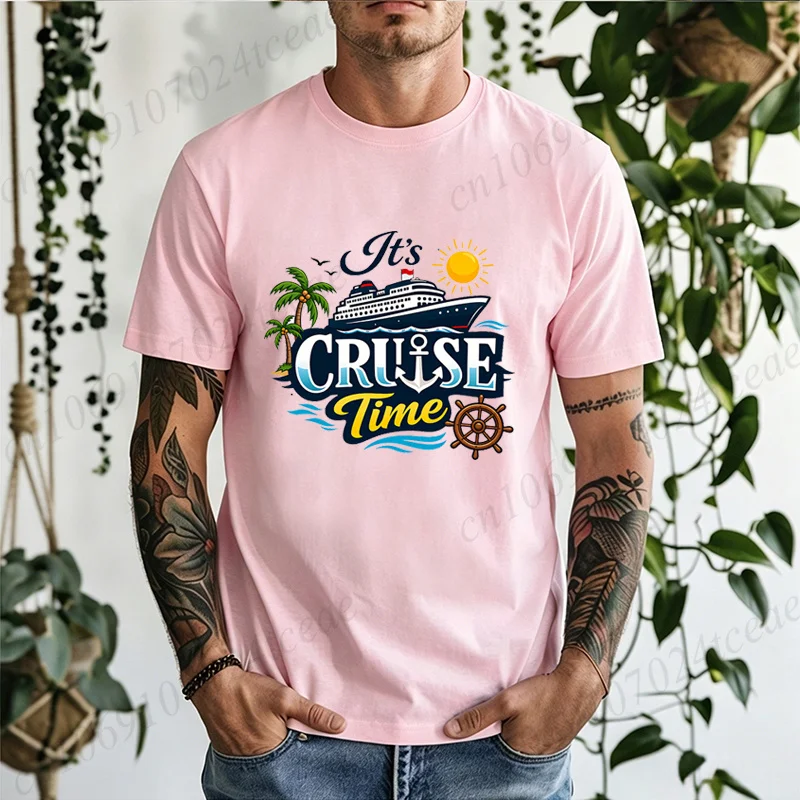 It's Cruise Time T-shirt Cruise Ship Graphic Casual Summer Vacation Tshirts Family Cruise Trip Apparel, Beach Holiday Tee Tops