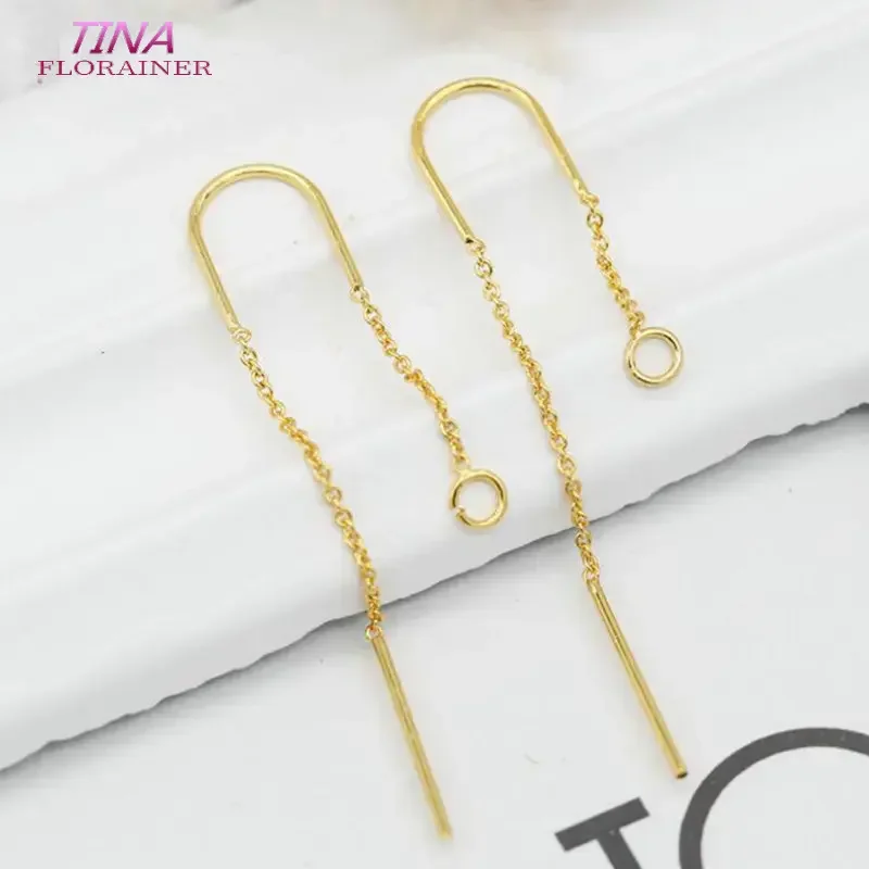 4PCS DIY Making Earring Supplies 14K Gold Color Plated Brass Long Tassel Ear Wire Earrings Findings Women Jewellery Making