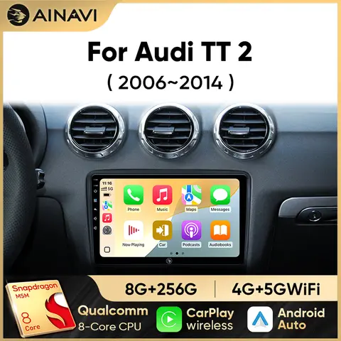 Ainavi Car Radio For Audi TT 2 2006-2014 Wireless CarPlay Android Auto Car Multimedia Player DSP 4G Autoradio HDMI out 2 Din