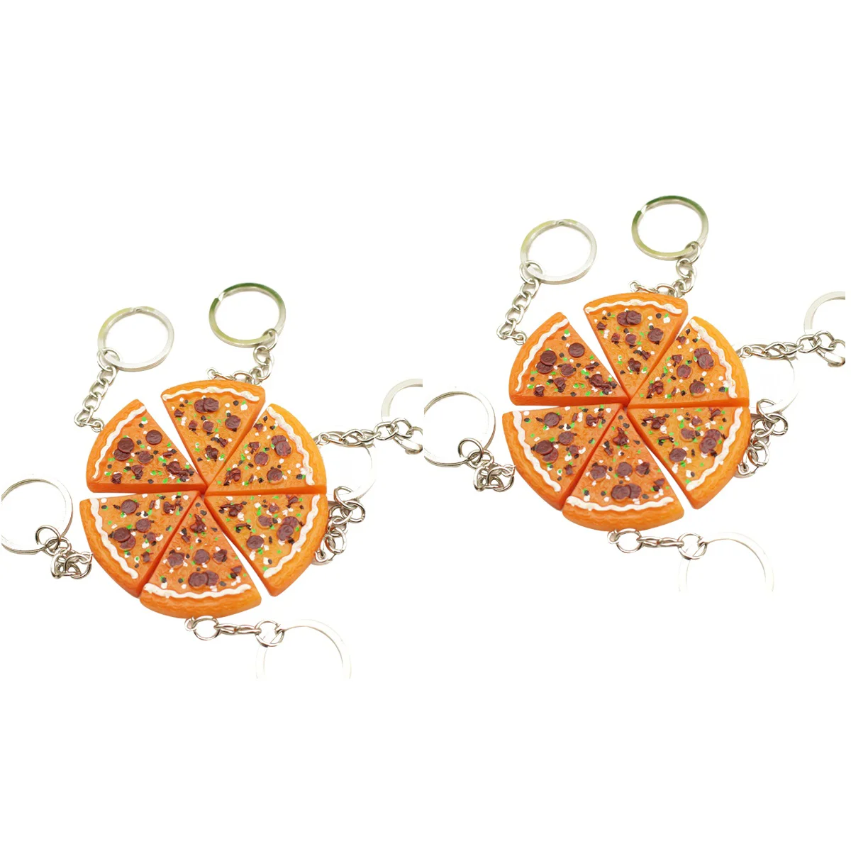 

12 pcs Simulation Food Keyrings Pizza Resin Pendants Bag Key Rings Keychains for Girls Boys food keychain