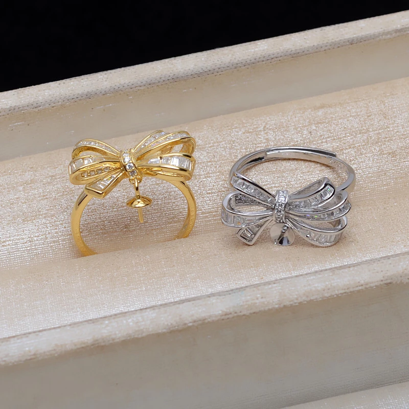 

Bow Knot 925 Sterling Silver Adjustable Finger Ring Base Settings Findings Mounts Mountings Parts Fittings Accessories 3pcs/lot