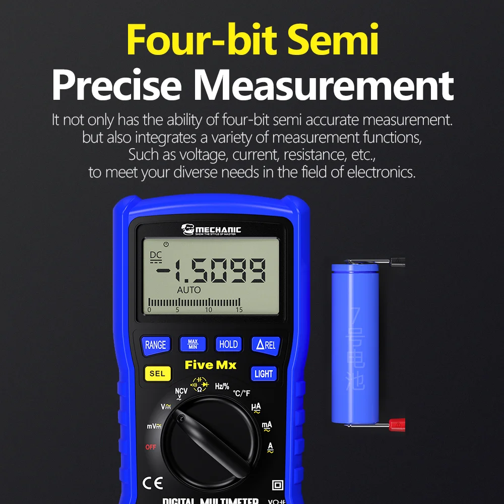 MECHANIC Multímetro Digital Multifunción Alta Precisión RMS Verdadero 20000 Cuentas Voltaje CA/CC Corriente Capacitancia Ohm Hz Detector NCV