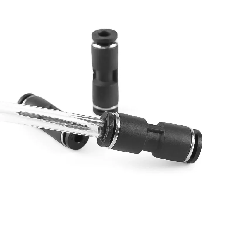 Tubo dell'aria OD 3mm 4mm 6mm raccordi pneumatici neri connettore in plastica tubo flessibile dell'acqua dell'aria spingere in PU gomito PV dritto PE PY 3 vie