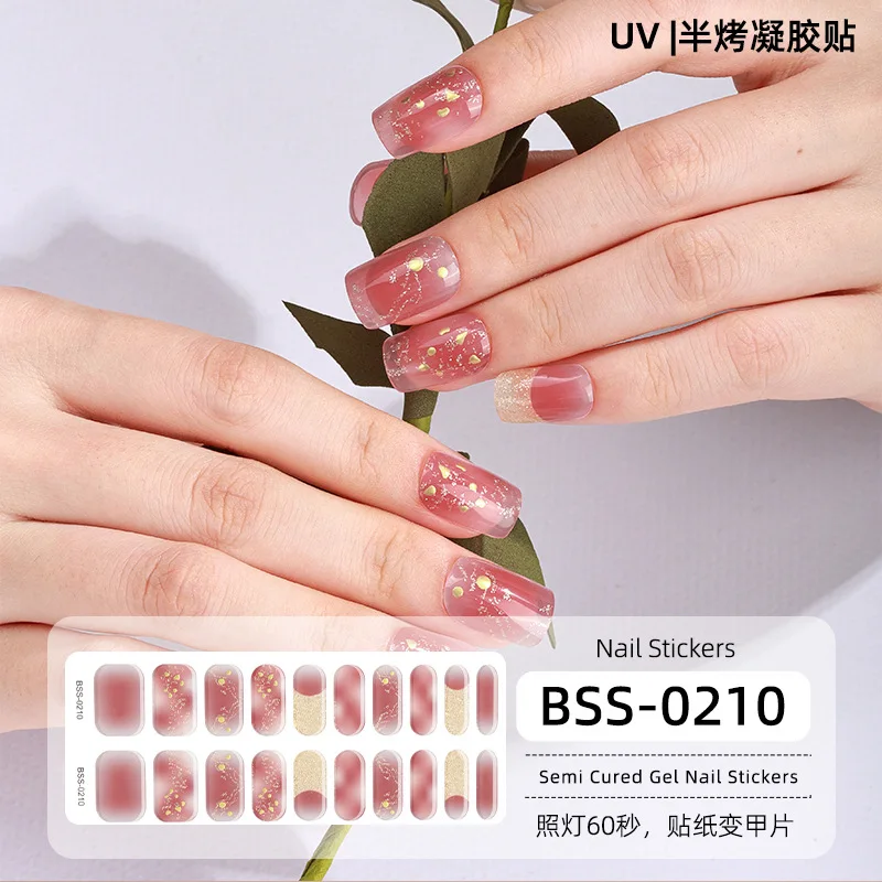 20 Strips Semi-Uitgeharde Gel Nail Nail Sticker Waterdichte Langdurige Volledige Dekking Nagel Decals Uv Lamp Nodig