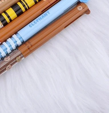 

2Pcs Multifunctional Erasable Ballpoint Pen Animal Design Quick-drying Gel Pen Double Ink Color Pens Writing Tool School Office