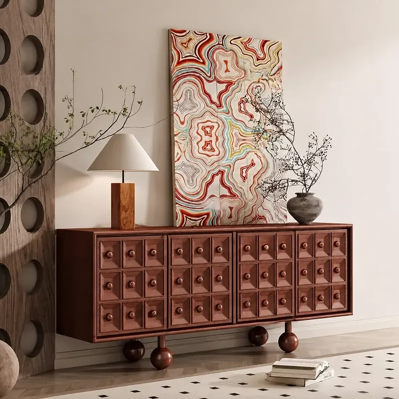 Retro Porch Cabinet Living Room Wabi Style Locker Hotel Decorative Cabinet Villa Antique Dining Side Cabinet