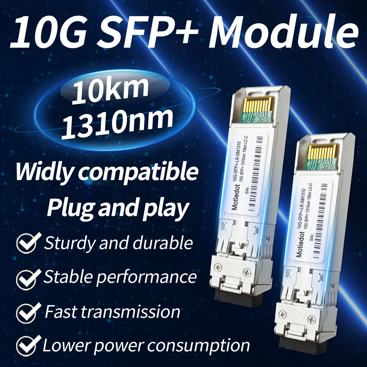 

10Gb 10km SFP+ Module 10 Gigabit Fiber Optical SFP Transceiver LC Multi-mode 1310nm Duplex for Cisco Mikrotik Ubiquitity Netgear