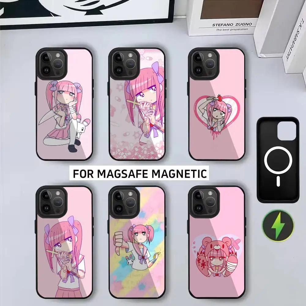 

Cute girl M-menhera Chans Phone Case For iPhone17,16,15,14,13,12,11 Plus,Pro Magnetic For Magsafe Wireless Charging