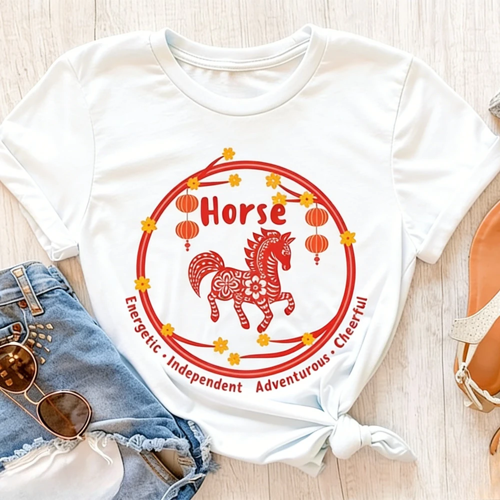 Year of The Horse Chinese Zodiac Shirt Horse Horoscope Tee Lunar New Year Gift Tshirt Astrology Horse Sign T-shirt Men Women Top