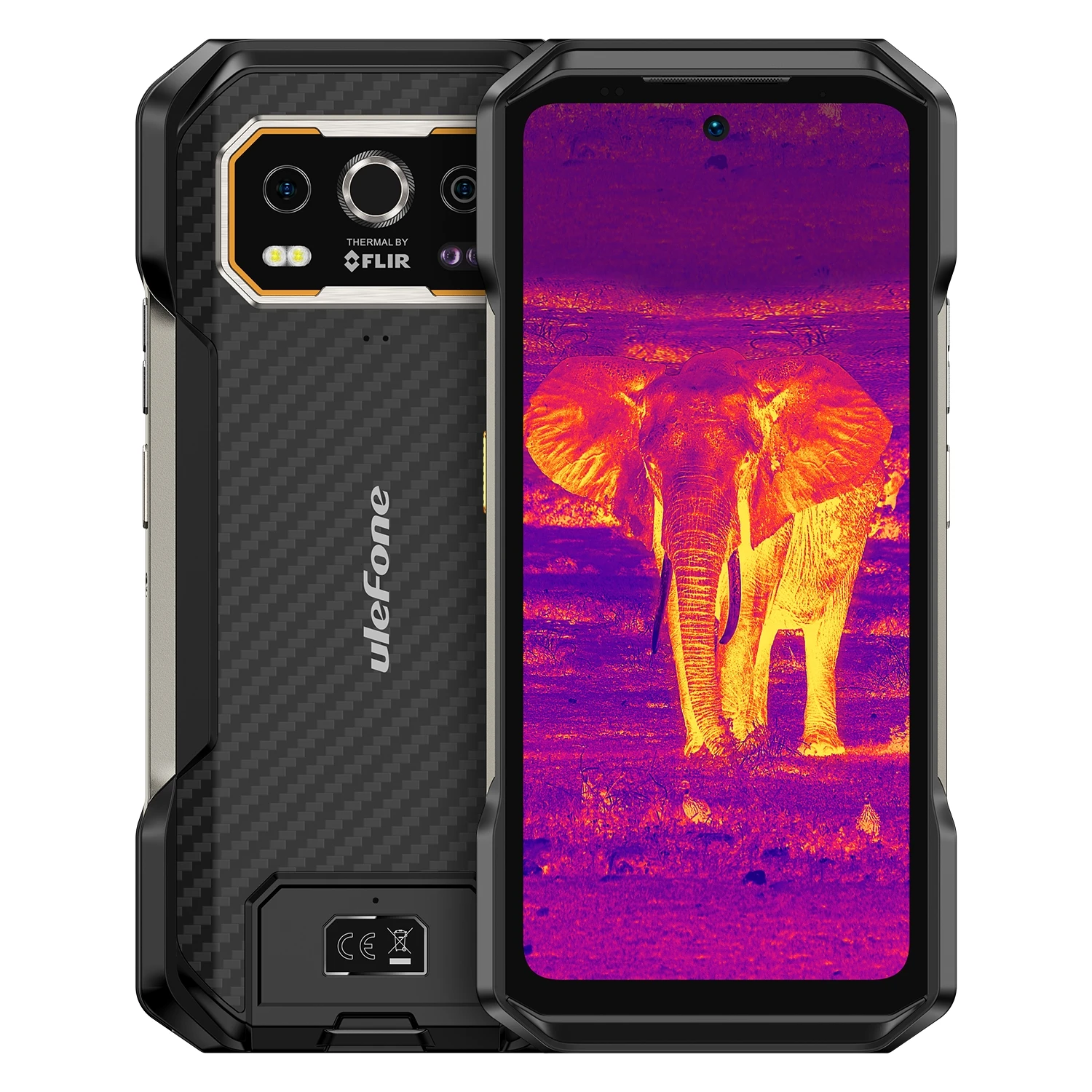 Ulefone Armor 27T Lmaging حراري FLIR ®   هاتف متين بطارية 10600 مللي أمبير في الساعة 12 جيجابايت + 256 جيجابايت 6.78 بوصة FHD 120 هرتز 50 ميجابكسل كاميرا للرؤية الليلية 4G NFC