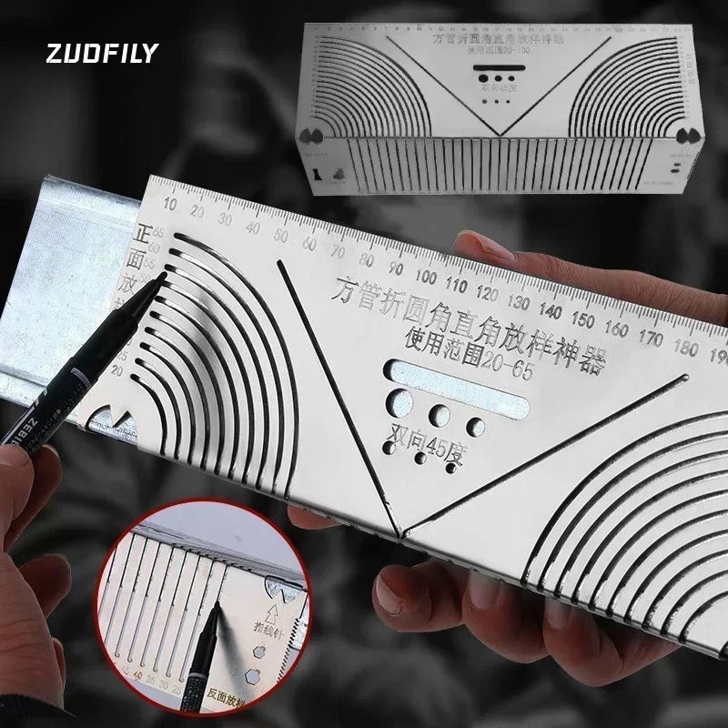 

Arc Marking Ruler Right Angle Construction Arc Parallel Drawing Tool 90 Degree Folding Ruler for Metalworking Cutting Guide