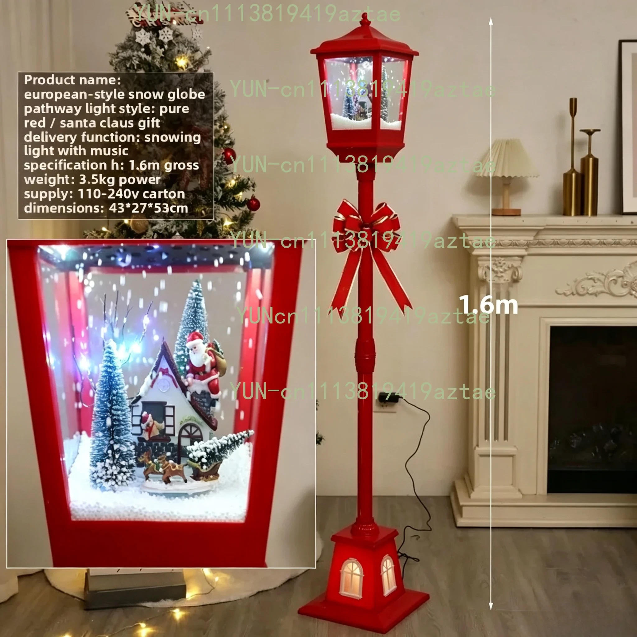 Musical Snowing Street Light Christmas Ornament Holiday Xmas Decoration Kids Toy Gift Festive Tabletop Ornament