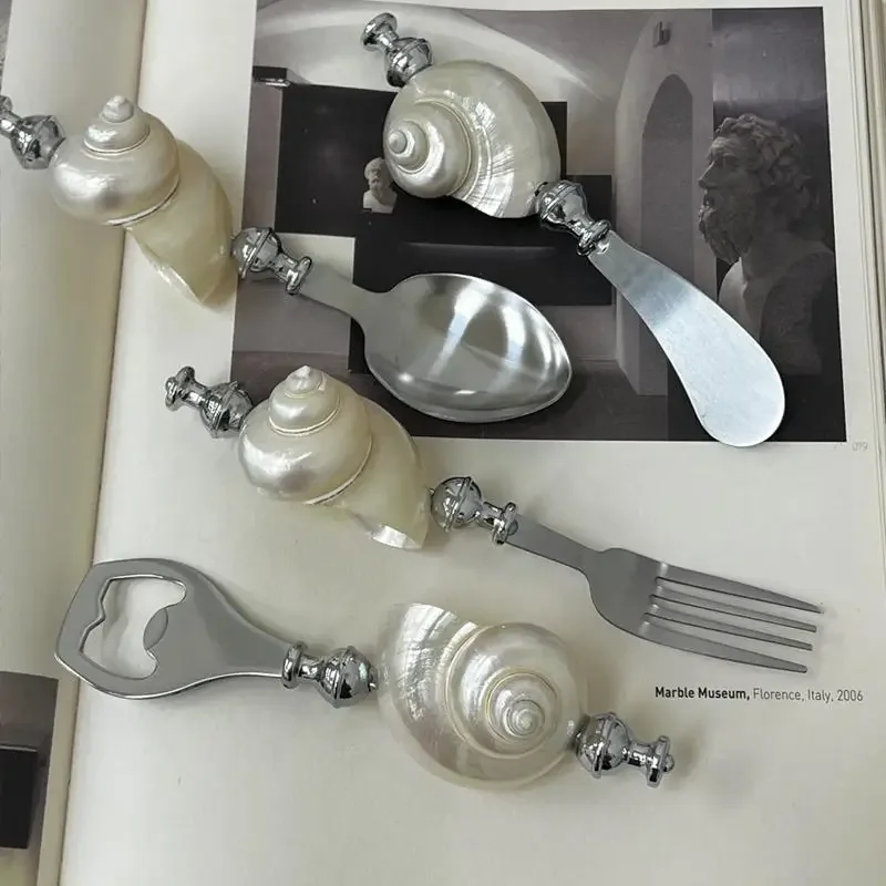 Nature Snail Conch Handle Stainless Steel Forks Spoons Knife Western Style Steak  Forks Spoons Knife  Tableware