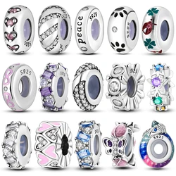 925 Sterling Silver Charms Silicone Spacer Stopper Clip Beads Fit Original Bangle Bracelet Dangle DIY Gift For Women