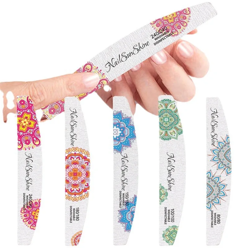 3pcs Lot New Nail File Flower Printed Nail Buffer Colorful Lime A Ongle 80/100/150/180/240 Professional Manicure Tools