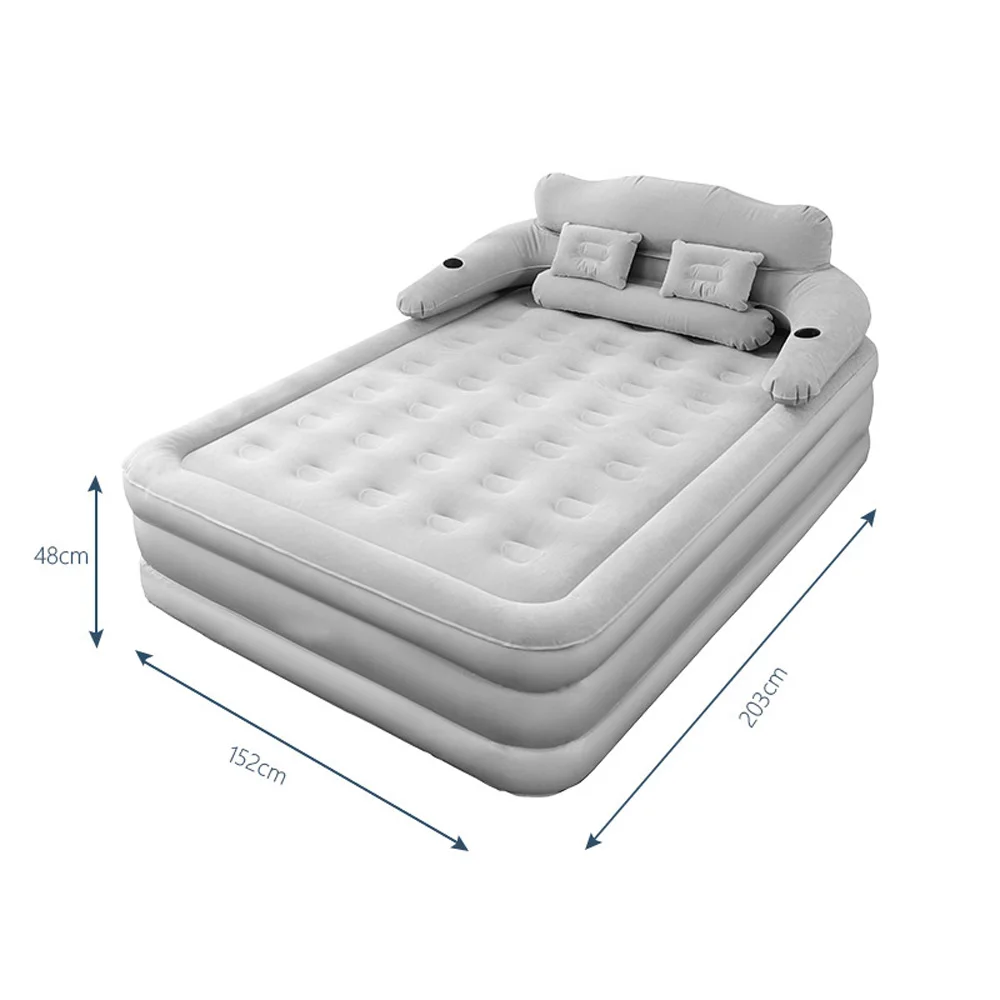 12V/220V Household Car Inflatable Mattress 150X203cm Outdoor Air Cushion Bed Foldable Air Bed Mattress Lazy Bed Inflatable Bed