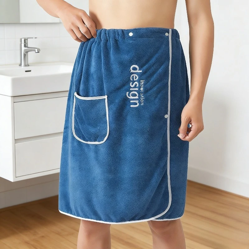 

Winter Hot Spring Hotel Travel Yukata Wearable Coral Velvet Bathrobe for Men Water Absorbing Skirt Embroidered