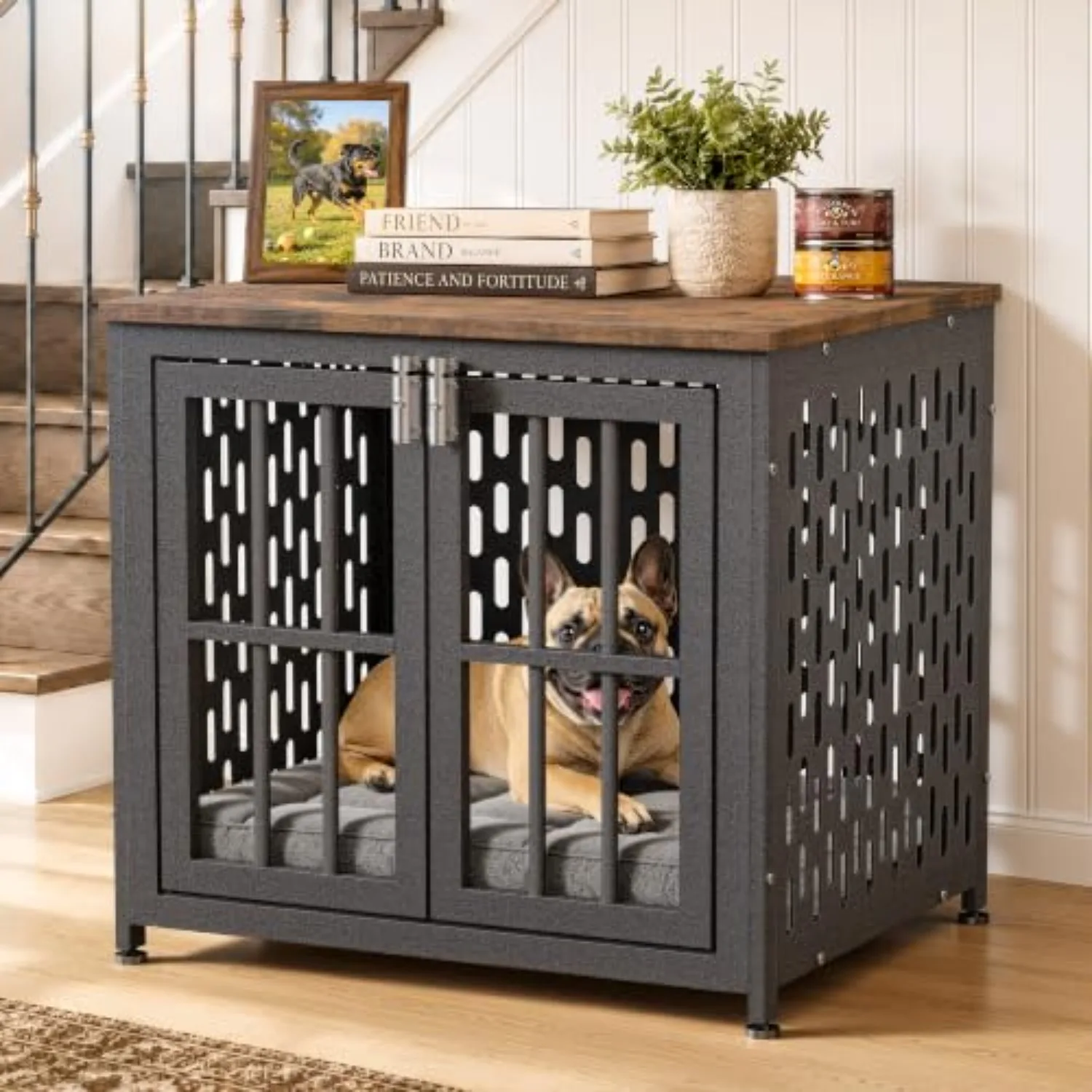 Heavy Duty Dog Crate Furniture, 26 inch Dog Crate for Small Dogs Aged Black | Escape Proof Dog Crate with 2 Latches