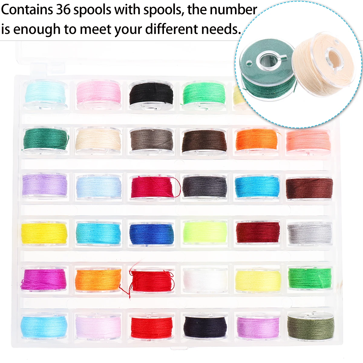 

Complete 36 Bobbins And Sewing Threads Set High Quality Durable Plastic Embroidery Accessories Multi Functional Kit