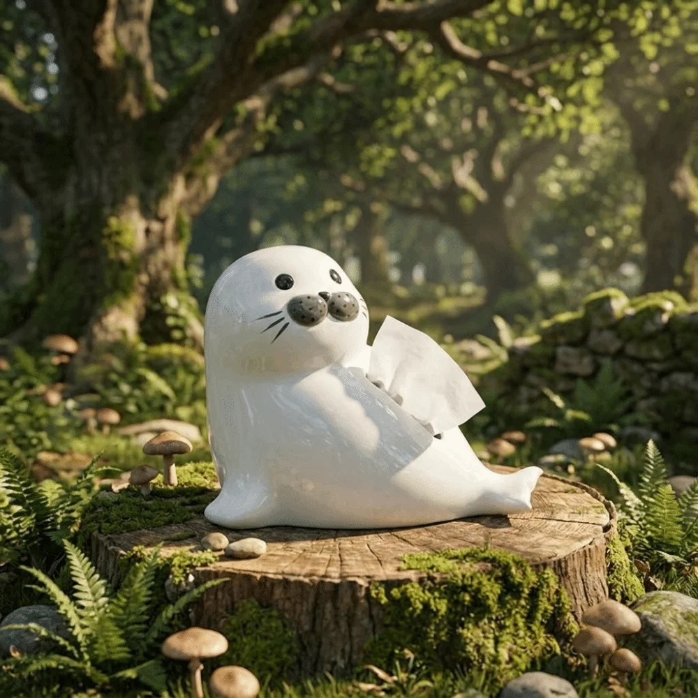 

Creative Large Capacity Seal lion Napkin Holder Smooth Exquisite Napkin Storage Box Cute Funny Ceramic Tissue Box Office