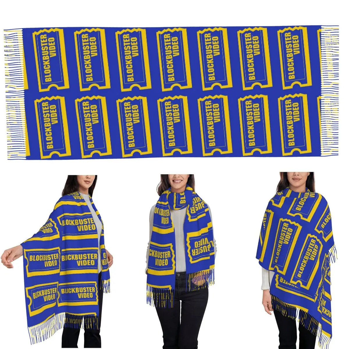 Blockbuster Video Scarf Tassel Scarves Women Soft Warm Shawls and Wraps Large Fall Winter Shawl Wrap