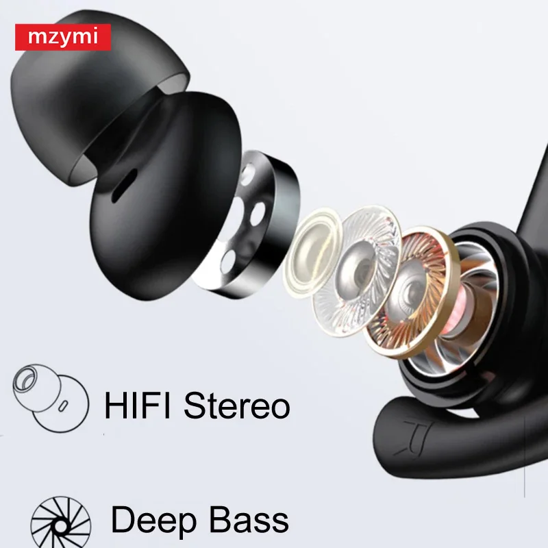 mzymi T17 48 Hours Play Headset Wireless Earphone TWS EarHook Bluetooth LED Display Headphone Sport Waterproof Earbud For XIAOMI