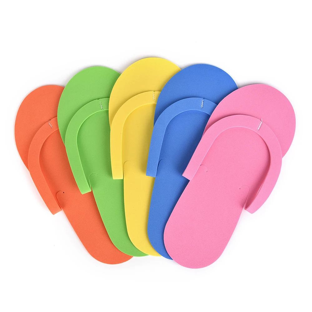 KADS 12 Pairs Disposable Foam Slippers Random Colors Salon Spa Manicure Pedicure EVA Flip Flop Slippers for Indoor Hotel