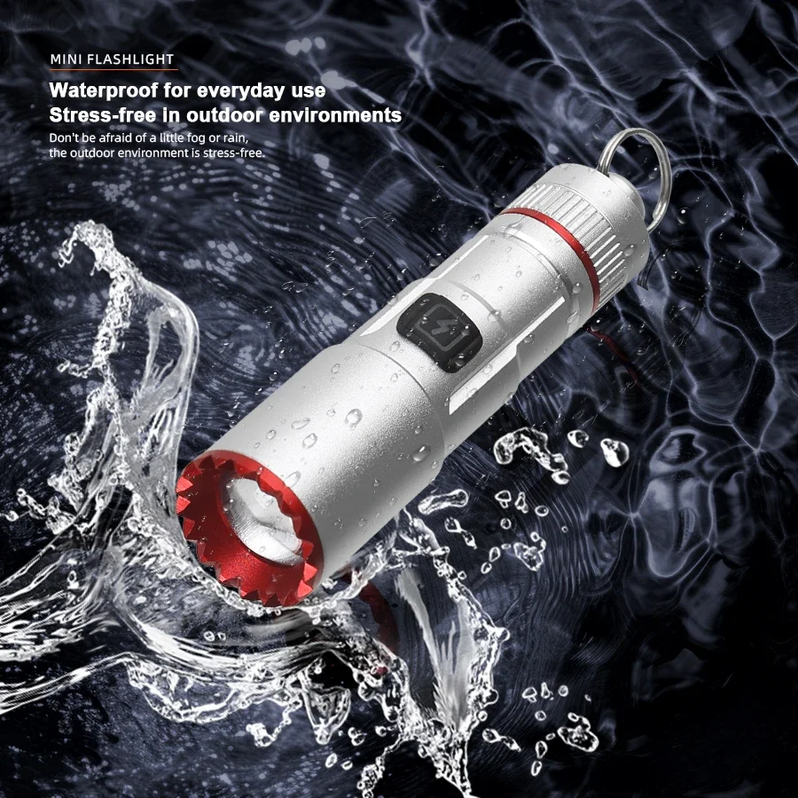 USB Rechargeable LED Multifunctional Strong light Pocket Keychain Lantern Waterproof Outdoor Hiking Camping Mini Flashlight