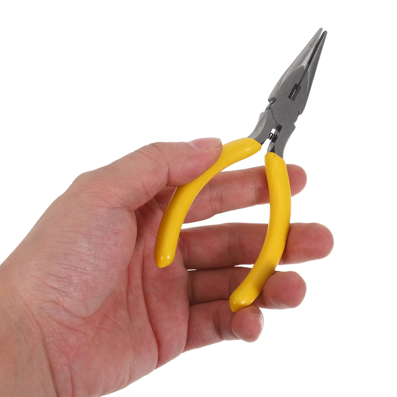 2Pcs High Carbon Steel Jewelry Pliers Set Yellow Ergonomic Handles Needle Nose Fine Tip Serrated Grip for Jewelry Making Beading