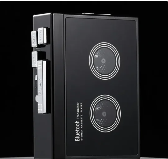 Black Retro Stereo Cassette Player Walkman Cassette Tape Music Audio Auto Reverse With Bluetooth