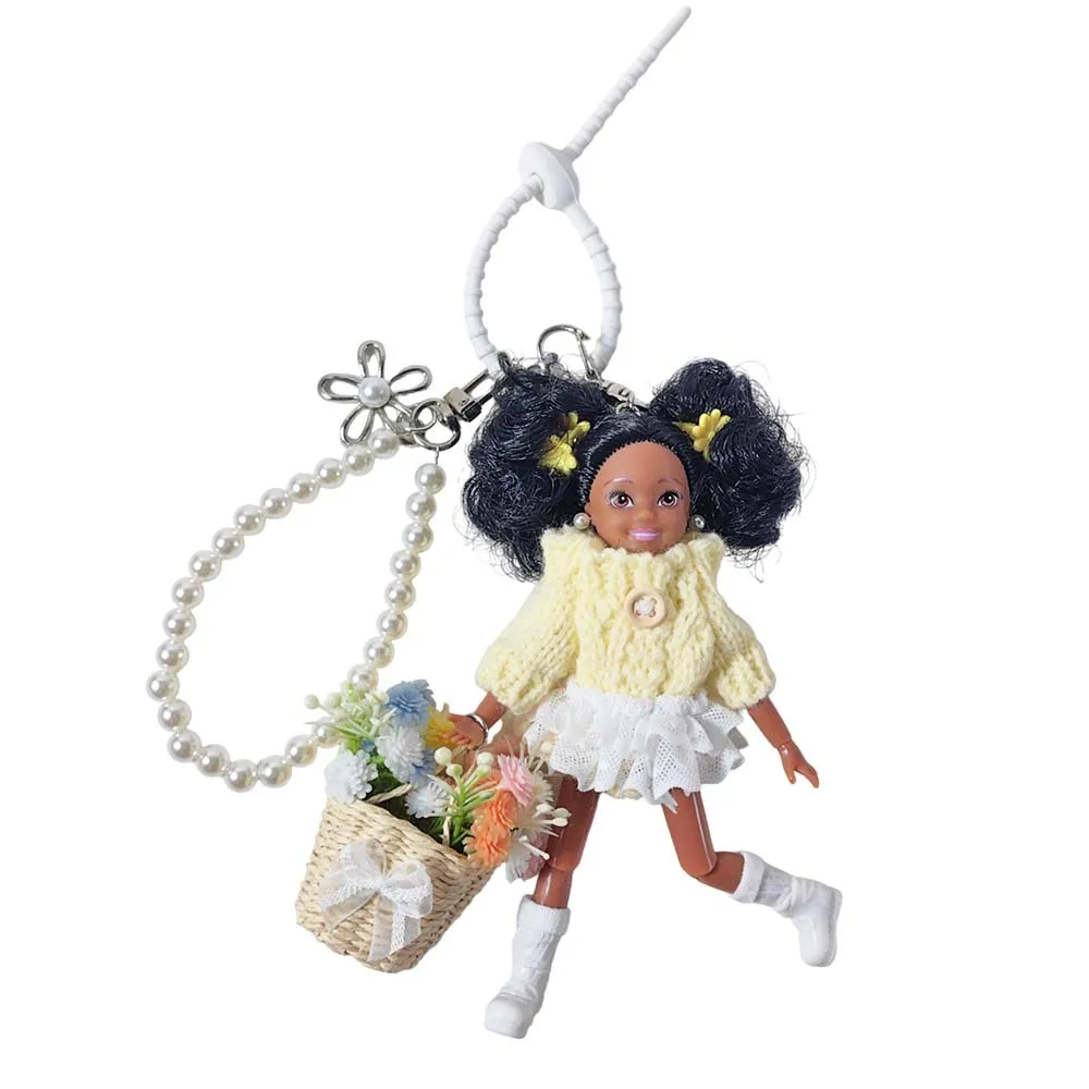 

Милый брелок-кукла с цветами и жемчужной цепочкой, роскошный кулон-подвеска для сумки