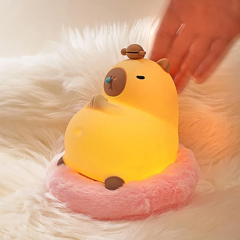Capybara Night Light, Nursery Lamp, 7-Color RGB & 3-Level Warm Dimmable, Tap Control, 30Min Timer, 100% Safe &Soft Silicone
