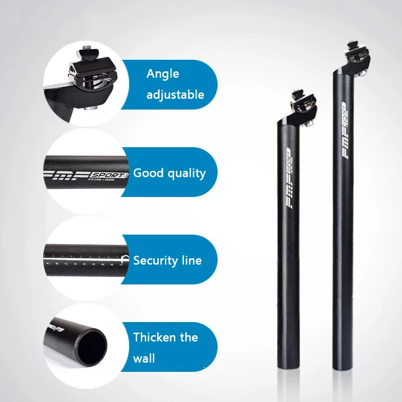 Bicycle Seat Post Extended Aluminum Alloy Black Road Mountain Bike Parts Size 25.4/27.2/28.6/30.4/30.8/31.6*350/450mm Seatpost image 5