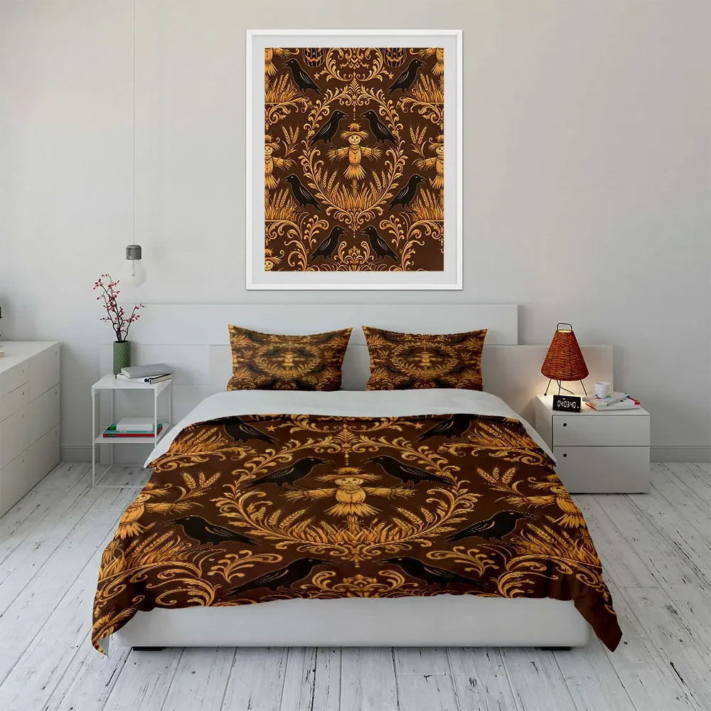 Halloween Scarecrow Themed Set Soft Comfortable Duvet Cover Bedding Set Included 1*Duvet Cover & 2*Pillowcases, gift