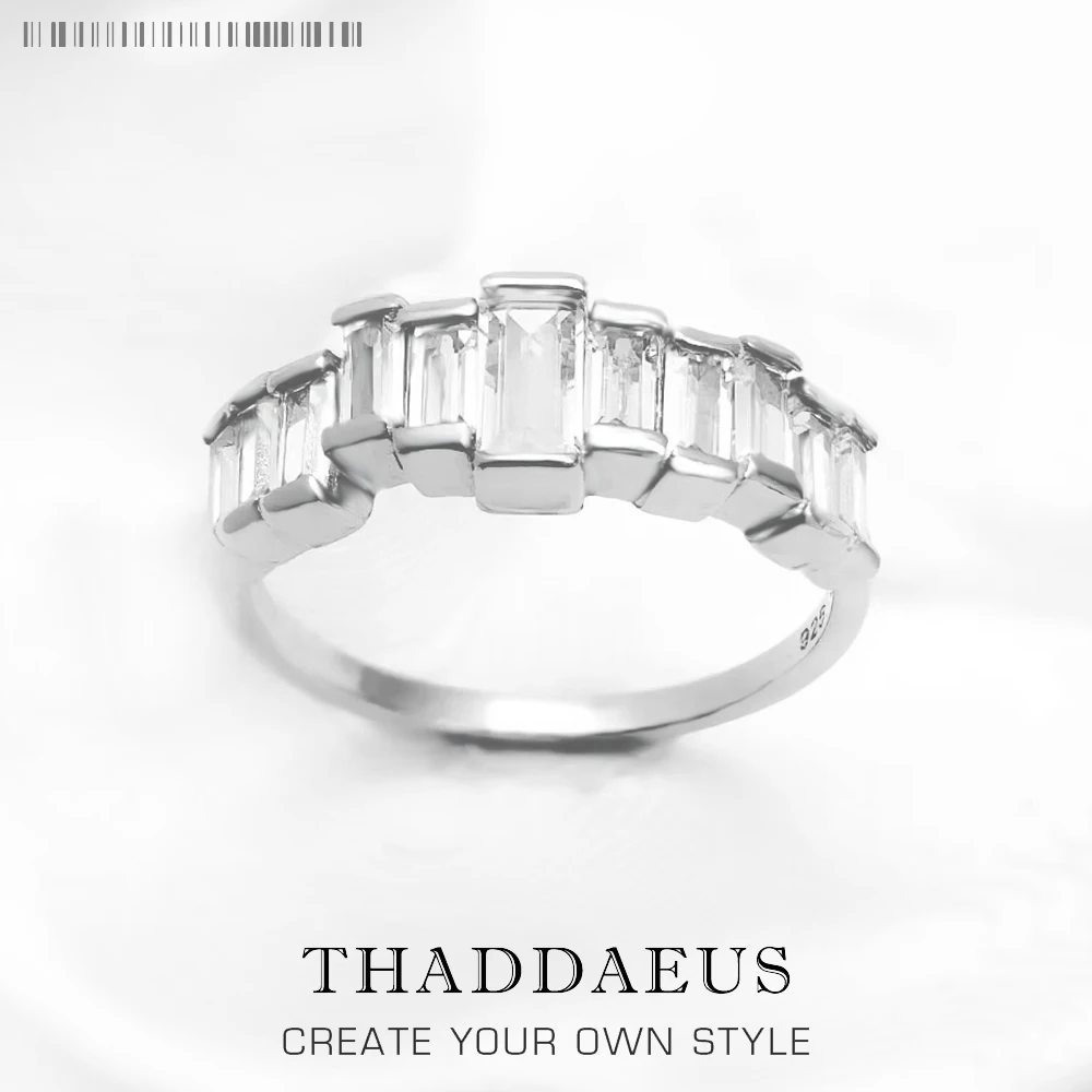 

Ring White Stones Baguette Cut Europe Style Glam Fine Jewelry For Women,2022 Brand New Gift In 925 Sterling Silver
