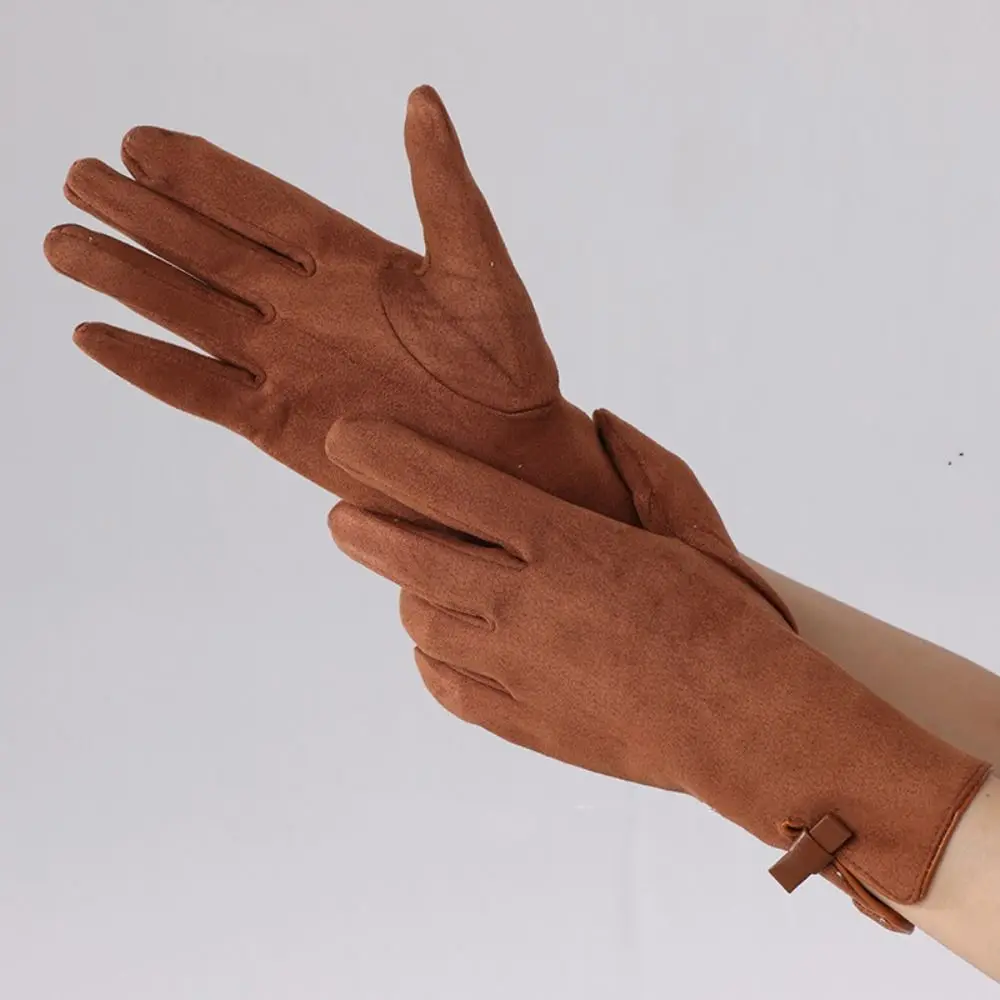 

Милые зимние вельветовые перчатки с бантом, мягкие замшевые перчатки из искусственной кожи, водонепроницаемые, толстые, женские велосипедные варежки для девочек