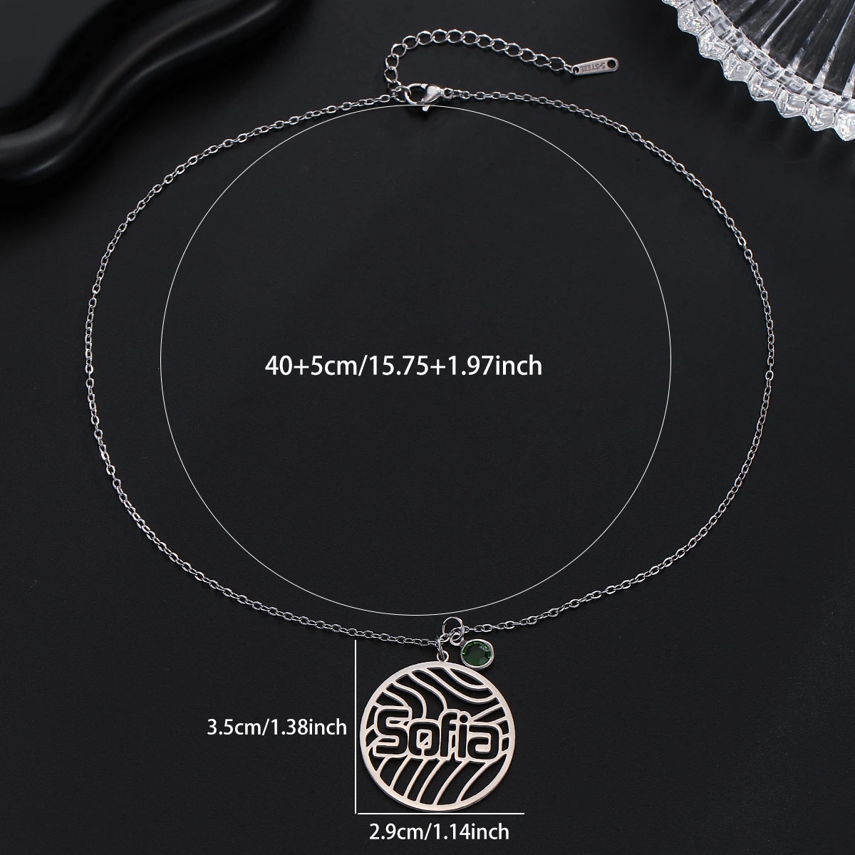 Todorova, collar corrugado hueco Circular de acero inoxidable con nombre personalizado, collar con colgante de moda para hombres y mujeres