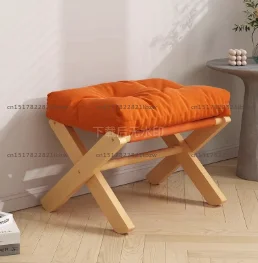 Footstool Sofa Ottoman, Household Footrest, Solid Wood Footrest Office Lunch Break Footstool