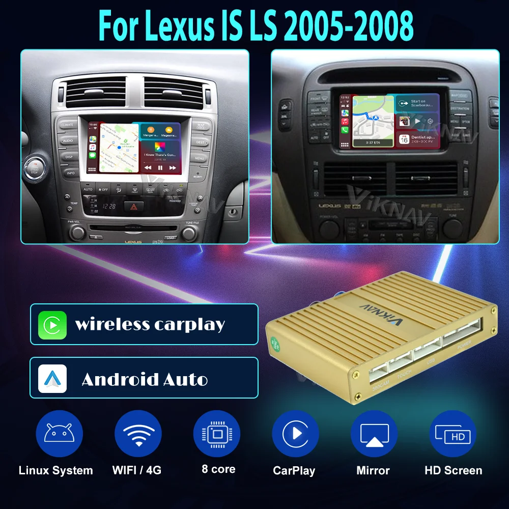 New Upgrade Carplay Decoder Box For Lexus IS LS 2005-2008 Android Auto GPS Navigation Multimedia Player Linux Interface