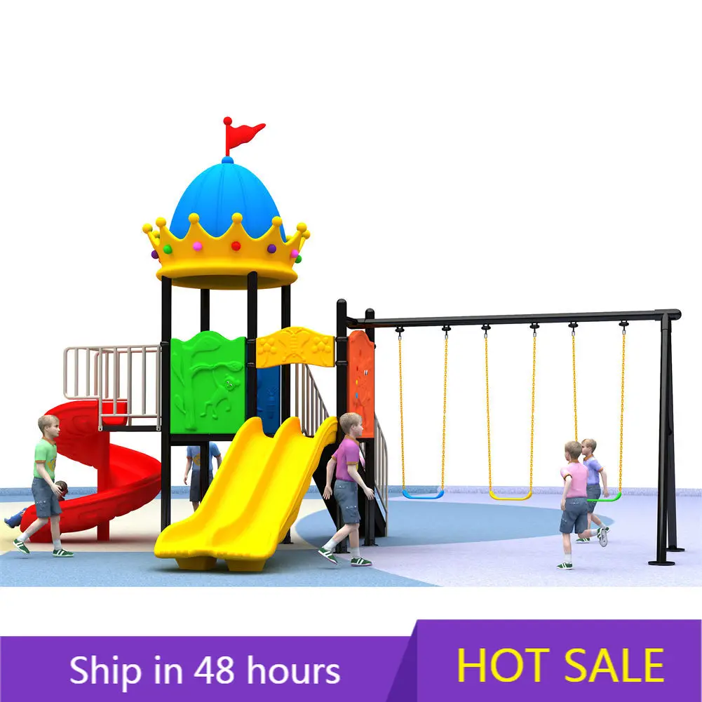 

YTYIN Economic Amusement Park Kids Outdoor Garden Games Rides Plastic Slide Small Playsets Equipment With Swing