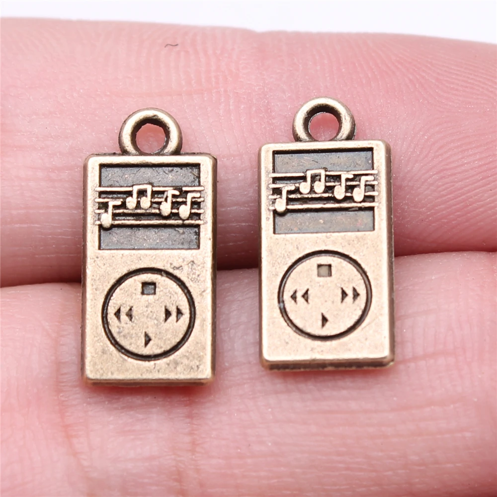 WYSIWYG 20pcs Charms 19x9mm Walkman Music Player Pendants For DIY Jewelry Making Antique Bronze Color Alloy Charms