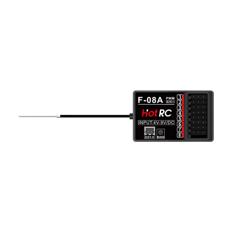 HOTRC F-08A/F-08AT 8 canais 8CH 2.4Ghz receptor giroscópio de retorno de tensão para CT-8A HT-8A transmissor RC carro barco tanque avião drone