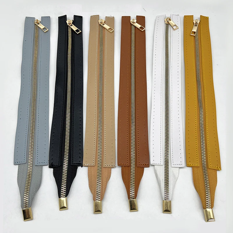 1PC Custom Diy Zipper For Woven Bag Hardware 18CM PU Leather Zipper Accessories For Clothes Shoes Woven Bag Sewing Accessories