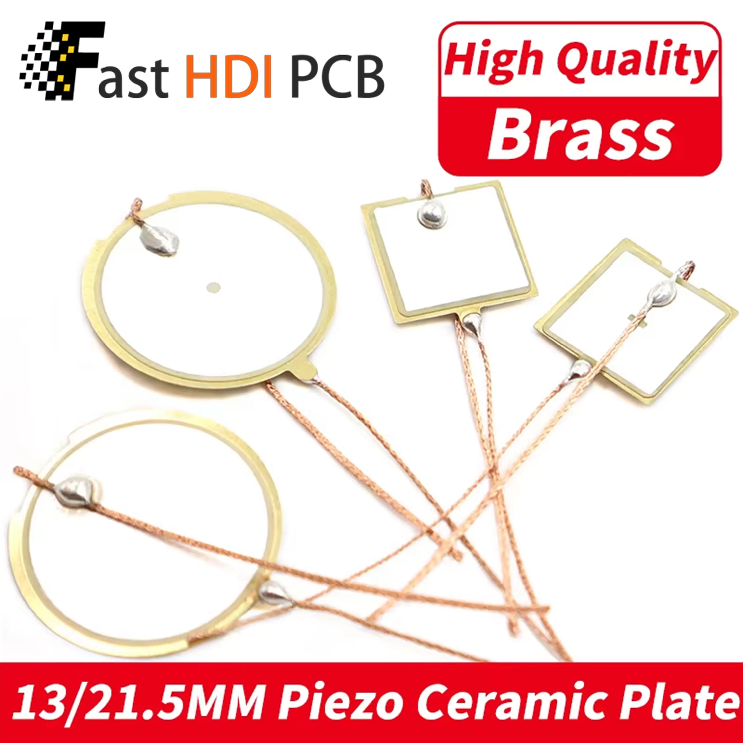 

Пьезокерамический диск/зуммерный элемент 21,5 мм (4 кГц) и 13x13 мм (9,5 кГц), двойная серебряная пластина с проводами для датчика сигнализации «сделай сам»