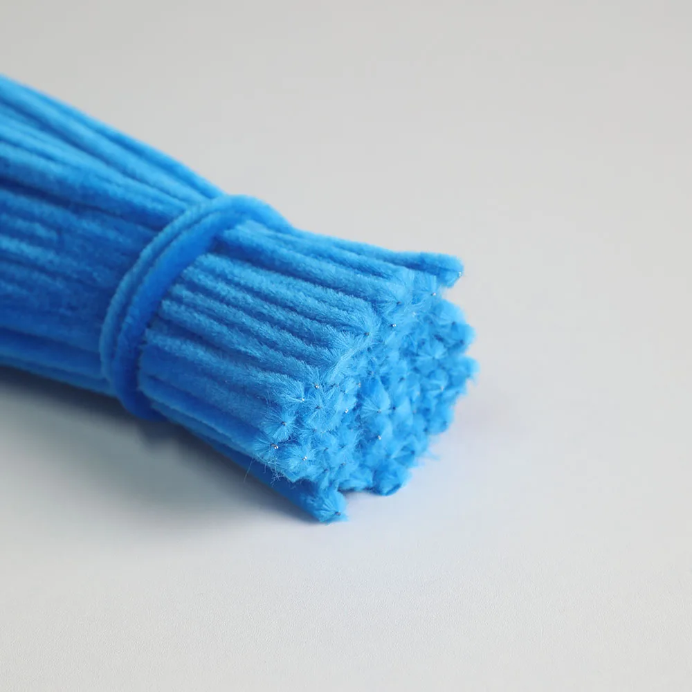 100 stuks 5 Kleuren Verloop Blauw Pipe Cleaners Chenille Stengels, Pipe Cleaners Knutselset, Pipe Cleaners Set voor DIY Kunst en Knutselen
