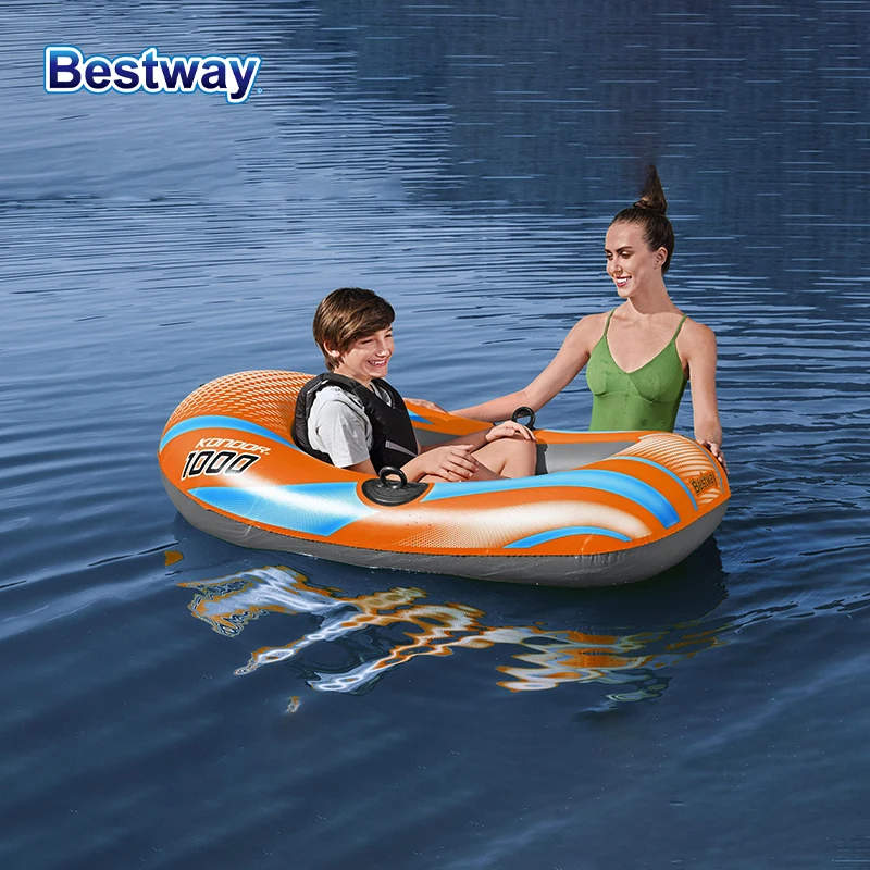 

Bestway 61136 1Person Heavy Duty Inflatable Kayak - Long Lasting PVC Rafting Adventure Boat for Thrilling Water Adventures with